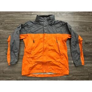 MARMOT Youth XL full zip hooded rain jacket orange with gray